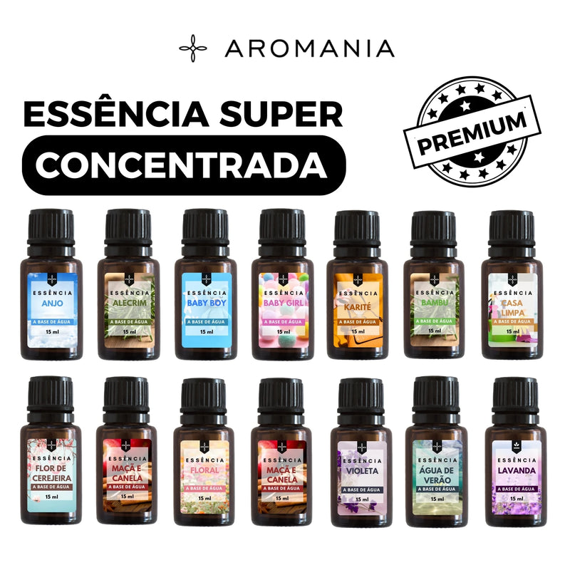 Kit 15ml 5 Essências Para Difusor Ariomatizador e Umidificador de Ambiente Hidrossolúvel